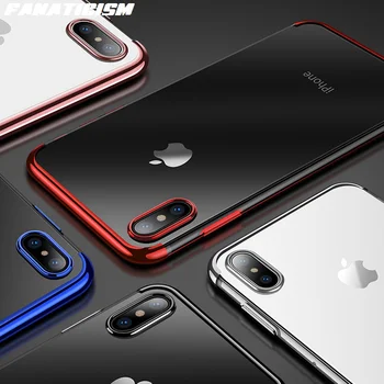

Fanaticism 6 Colors Luxury Plating Soft GEL Clear Case For iphone X 6 6s 7 8 Plus Ultra Thin Soft TPU Silicone Cover 100 pcs/lot