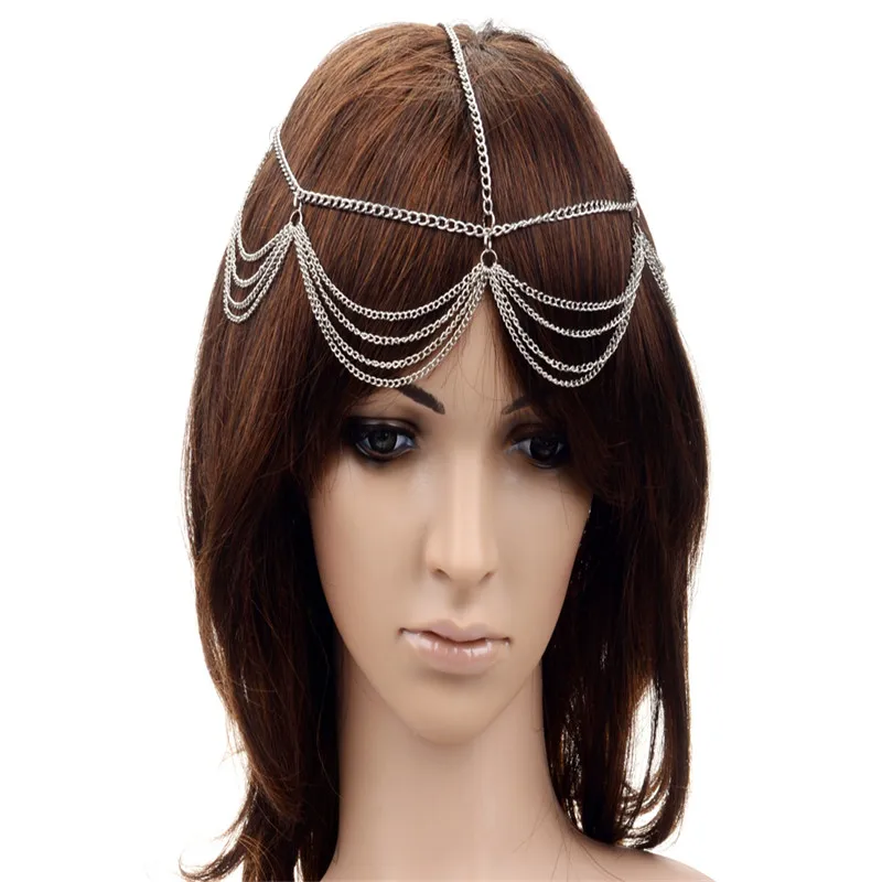 Bohemian Silver/Gold Color Chain Tassel Headband Women Headpiece Hair Band Headwear Jewelry