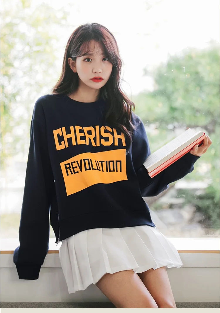 Cutey White Zipper Ribbon Sweatshirts Women 2018 O-Neck Outerwear Clothes Loose Female Casual Student Coat Girl's Summer Top Hoodies