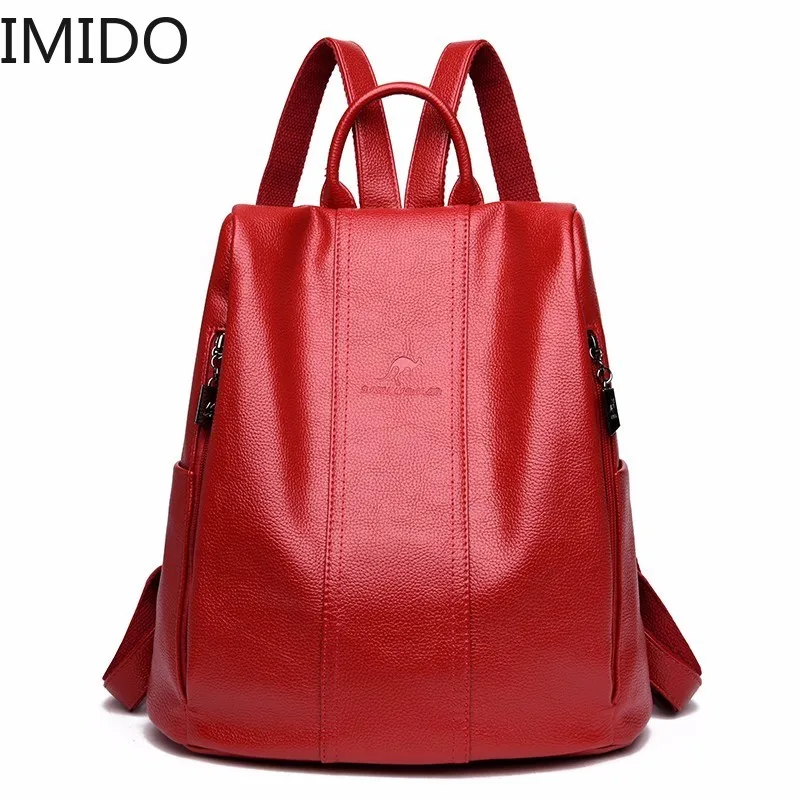 

Women Leather Backpacks High Quality Mochila Feminina Vintage Bagpack Solid Famous Luxury Brand Backpacks for Girls Sac A Dos