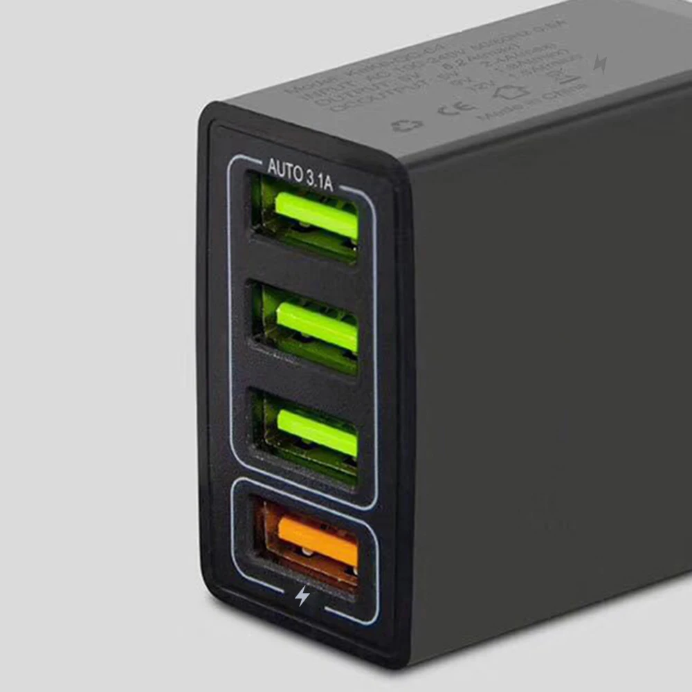 

Protable 4 Holes USB Charger Adapter Fast Charge 3.0 Mobile Phone Charger FC3.0 Car Charger For Xiaomi Fast Charger For Samsung