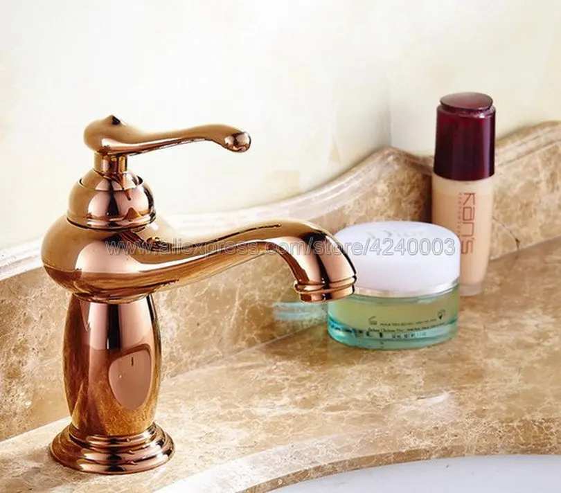 Rose Gold Brass Deck Mount Single Hole Bathroom Faucet Vanity Vessel Sinks Mixer Tap Cold And Hot Water Tap Kgf003 Rose Gold Brass Deck Mount Single Hole Bathroom Faucet Vanity Vessel Sinks Mixer Tap Cold And Hot Water Tap Kgf003