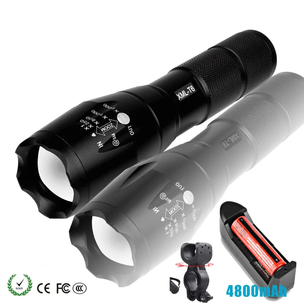 Bicycle Light 4000 Lumens 5 Modes T6 LED cycling Front Light Bike light Lamp Torch Waterproof ZOOM Flashlight By 18650 Battery