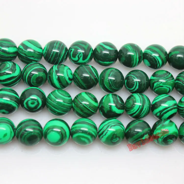 

Free Shipping Natural Stone Synthetic Malachite Round Loose Beads 4 6 8 10 12 14MM Pick Size For Jewelry Making 16" Strand