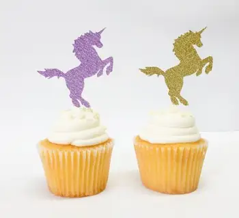

Glitter Fairy Tale magic unicorn Birthday Cupcake Toppers wedding baptism Gender Reveal Party Decor food treatstoothpicks