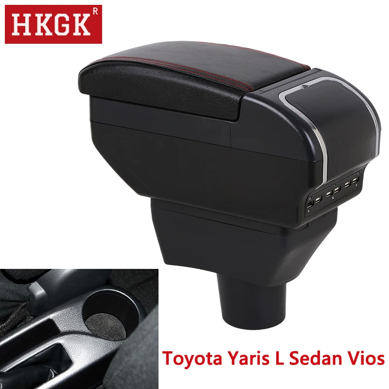 

Armrest box For Toyota Yaris Vitz Hatchback Dual Layer Rotatable PU Leather Center Console Storage Box with Ashtray Cup holder