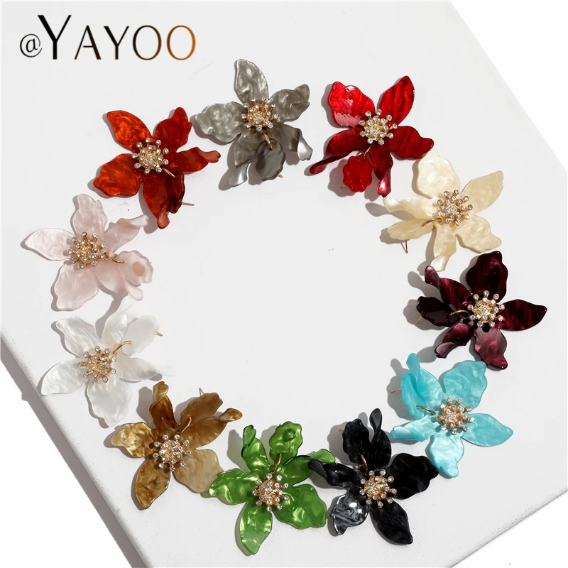 

AYAYOO Big Stud Earrings For Women White Flower Bohemian Statement Earings Fashion Jewelry 2018 Za Vintage Boho Earrings