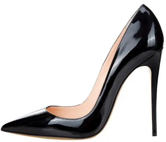 

2019 brand women high heel shoes 12cm pumps black/nude leather shoes thin heel fashion wedding shoes 34-44 with box and logo
