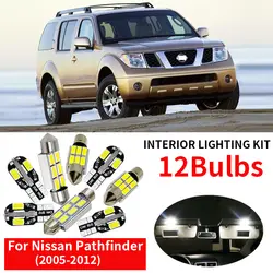 12 шт. 6000 К Белый светодиодный свет лампы для 2005-2012 Nissan Pathfinder Интерьер Пакет Комплект Купол Карта светодиодный номерной знак лампа