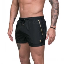 Мужские повседневные летние сексуальные шорты с карманами на молнии, мужские фитнес, бодибилдинг, тренировка, мужские модные шорты