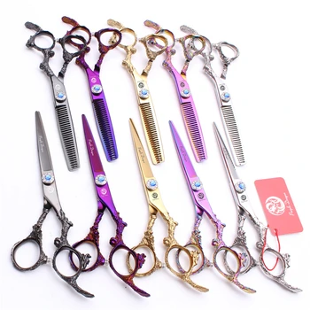 

Z9005 5.5" 16cm JP 440C Purple Dragon Professional Hairdressing Scissors Thinning Shears Cutting Scissors Haircut Set Hair Makas