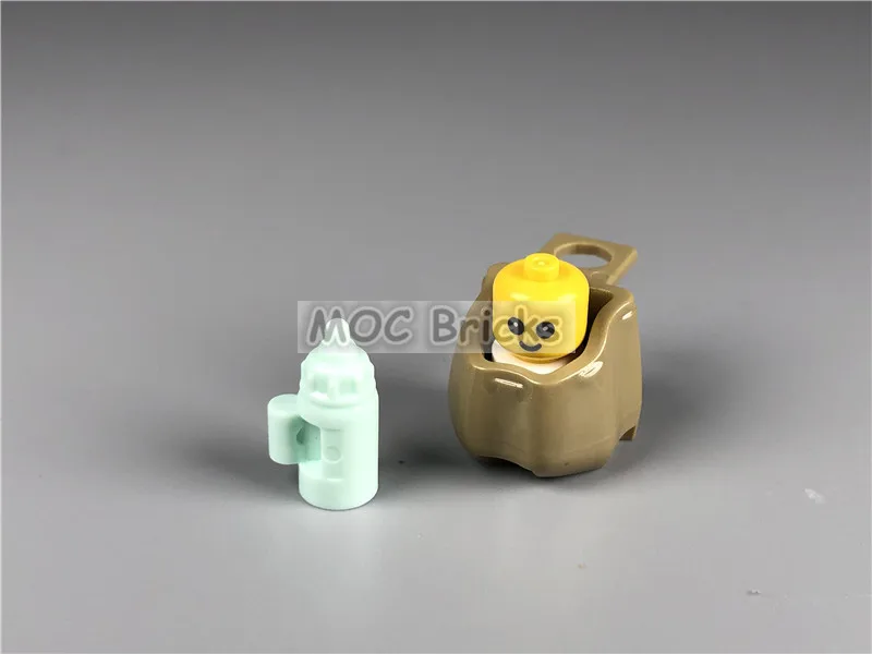 

2sets/lot DIY Accessory Small Dark tan Pannier and Baby plate Educational building block figure toys for children Xmas gifts
