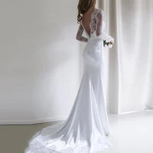 Восьмилетнее шифоновое атласное свадебное платье русалки с длинным рукавом и зубчатым шлейфом, свадебное платье с кружевной аппликацией и ремнями