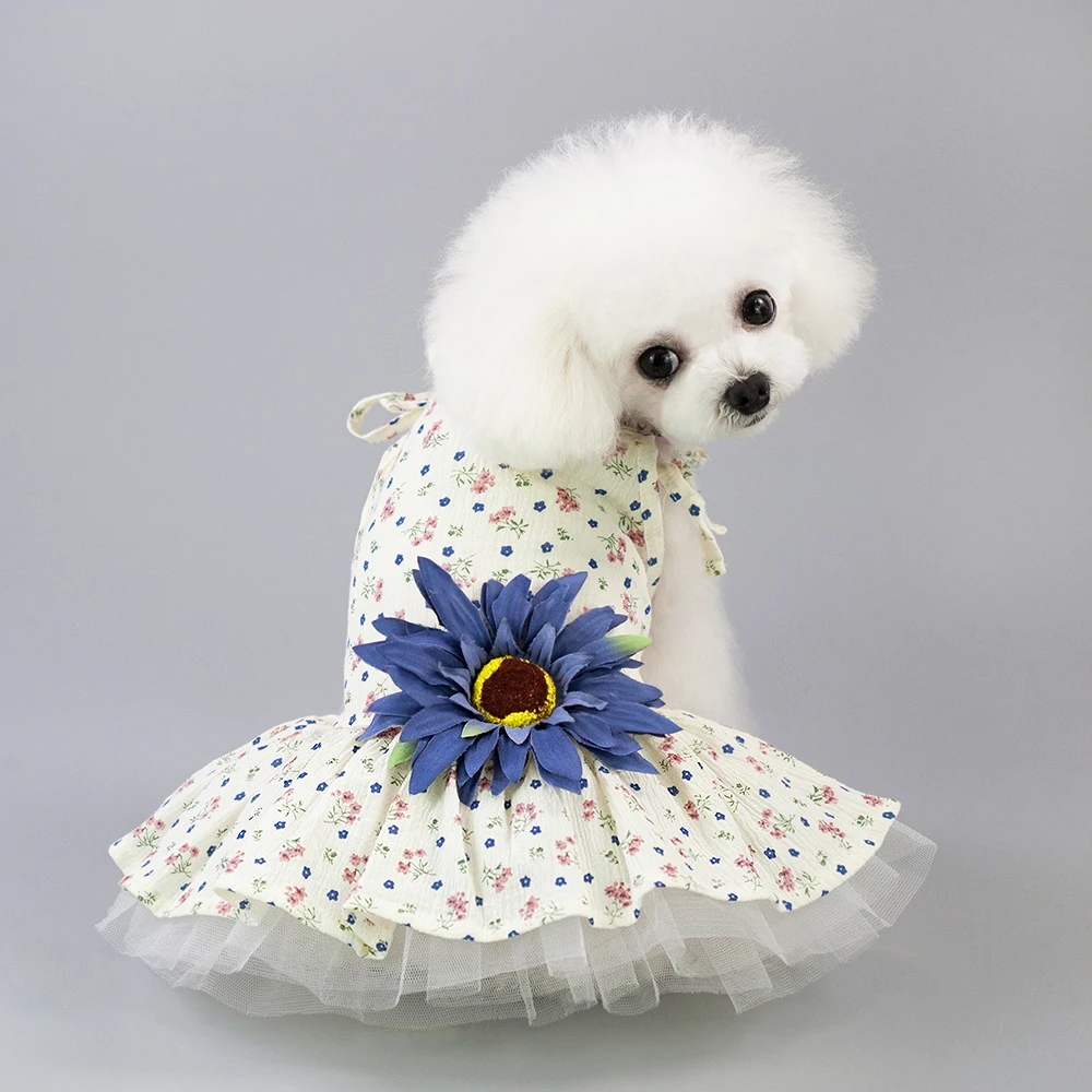 E86 прекрасный цветочный собака платье Vestidos для маленьких собак лето Чихуахуа Мопс Йорки Puppy Cat Одежда Собака свадебные платья юбка