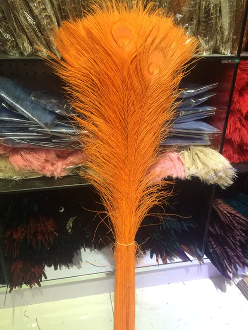 Быстрая 50 шт./шт. Качественное перо павлина, 72-80 см/29-3" DIY ювелирные изделия, одежда, Ваза Цветочная композиция - Цвет: Orange