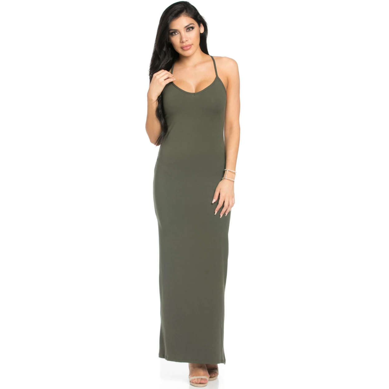 Micro Suede Olive Maxi Dress (3)