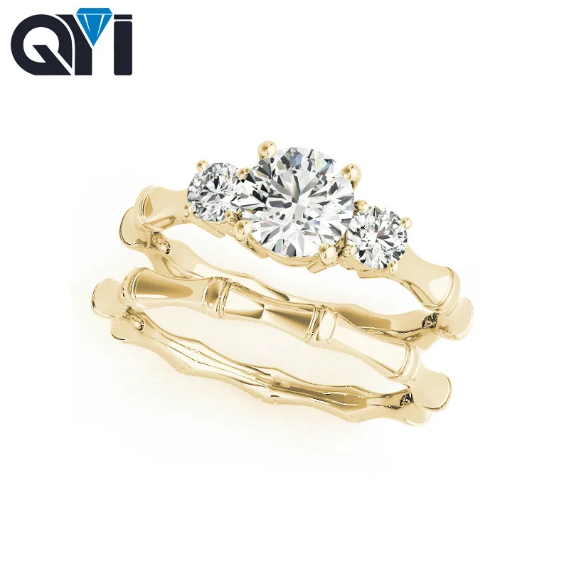 

QYI Luxury Genuine 925 Solid Silver Rings Set Cubic Zirconia CZ Diamant Wedding Engagement Rings For Women Fine Jewelry