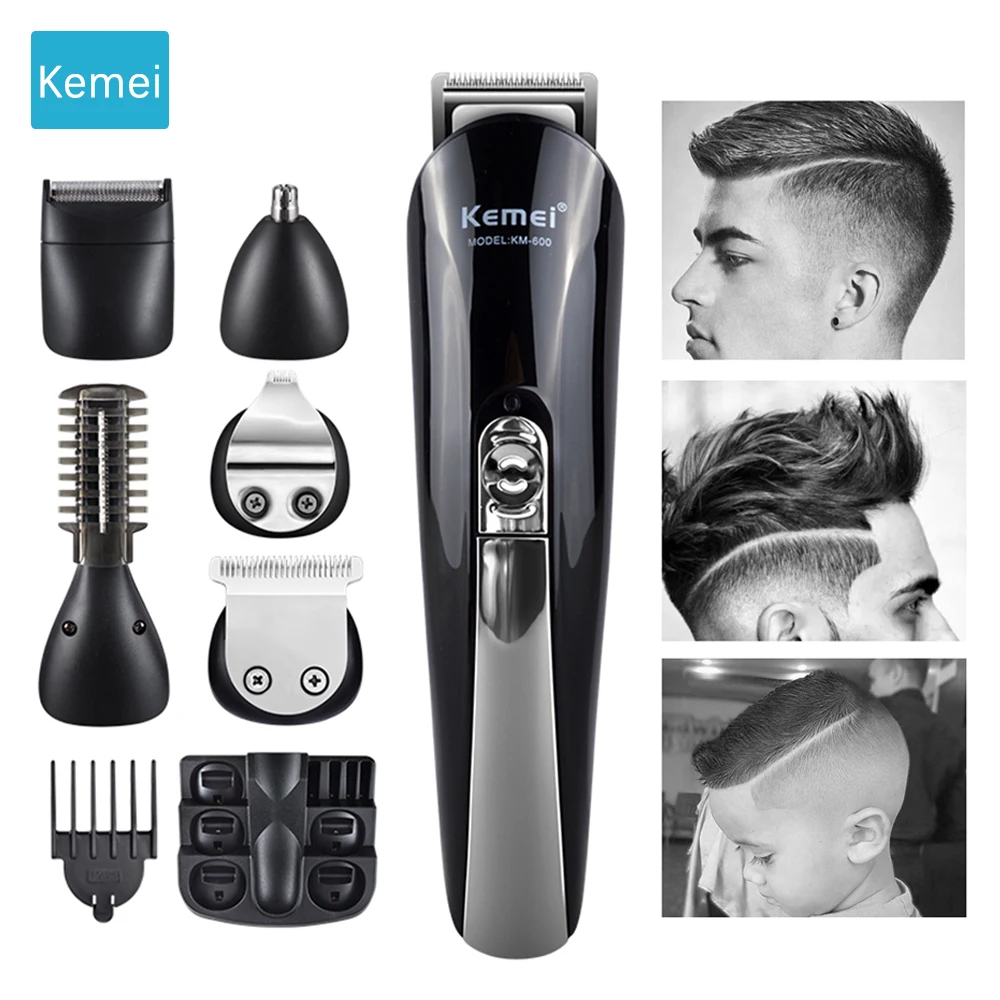 kemei 6 in 1 hair trimmer titanium hair clipper electric shaver beard trimmer men styling tools shaving machine cutting 4