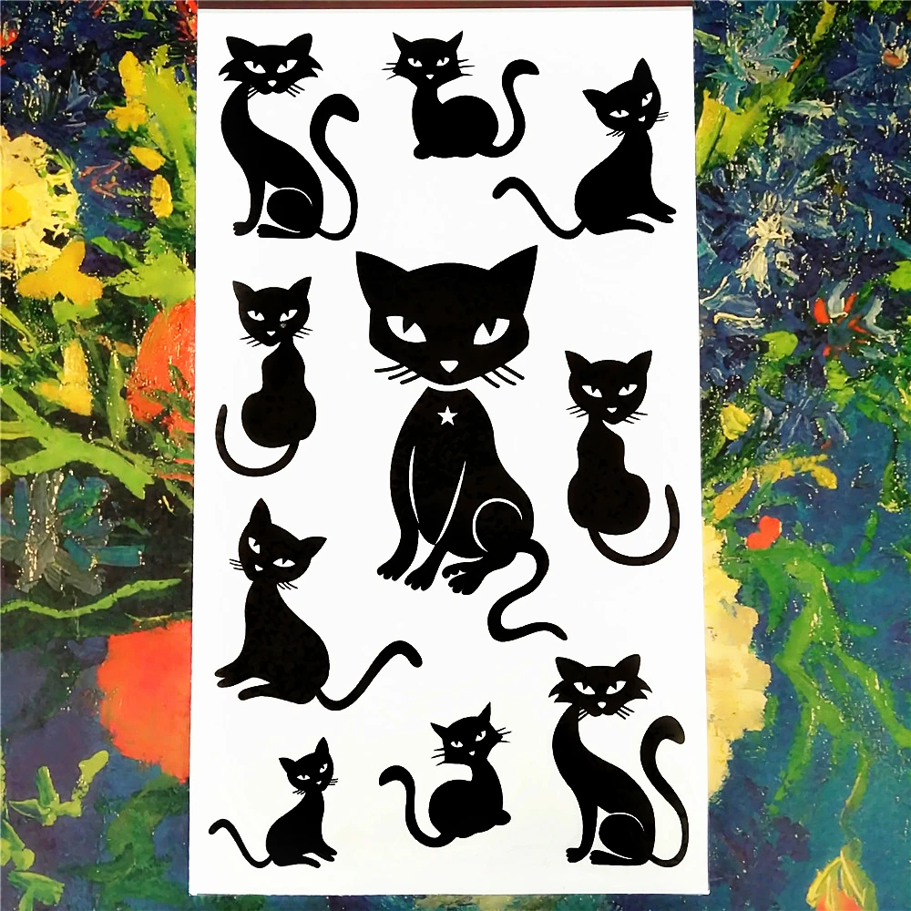 نو-TATY مثير الأسود القطط المؤقتة الوشم هيئة الفن الذراع فلاش الوشم ملصقات 17*10 سنتيمتر للماء وهمية الحناء ألم تاتو ملصق نو-TATY مثير الأسود القطط المؤقتة الوشم هيئة الفن الذراع فلاش الوشم ملصقات 17*10 سنتيمتر للماء وهمية الحناء ألم تاتو ملصق