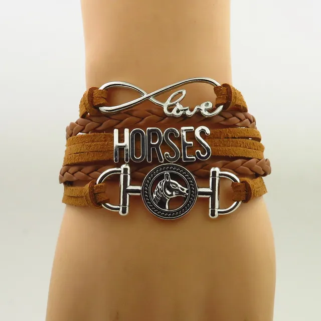 Love horses bracelet horse Charm freindship gift leather wrap bracelets & bangles for woman and