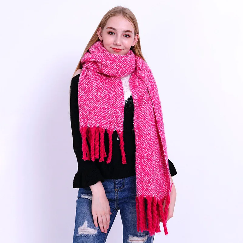Женский шарф, зимние шарфы для женщин, имитация Кашемирового шарфа, женские пашмины шарфы, шали, женские шали, ZA-10 - Цвет: Розово-красный