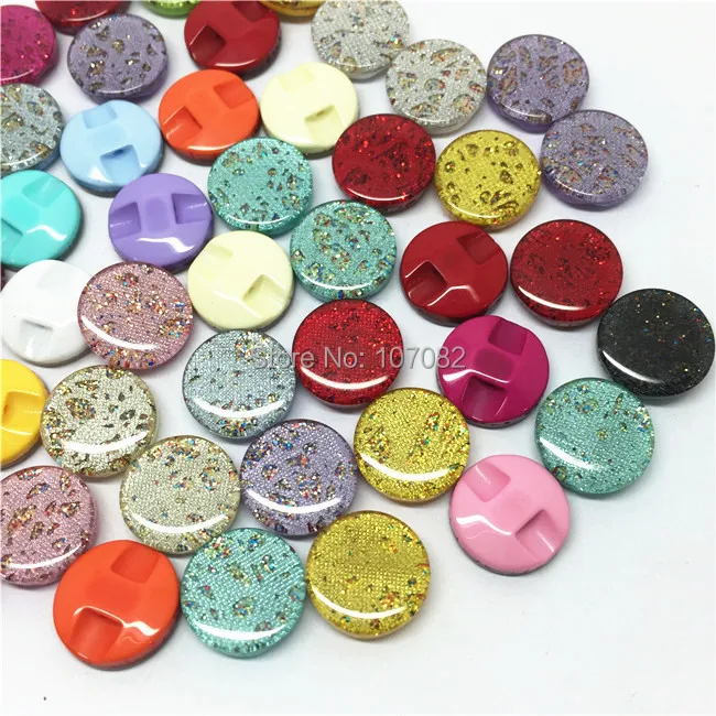 

200pcs 13mm Mixed Glitter Sparkly Buttons Resin Dress Button Sewing Accessories For Scrapbooking Cardmaking