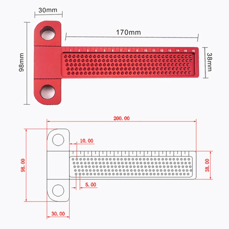 

Woodworking Scriber T-Type Ruler 160mm Hole Positioning Scribing Gauge Crossed Feet Metric Measuring DAG-ship