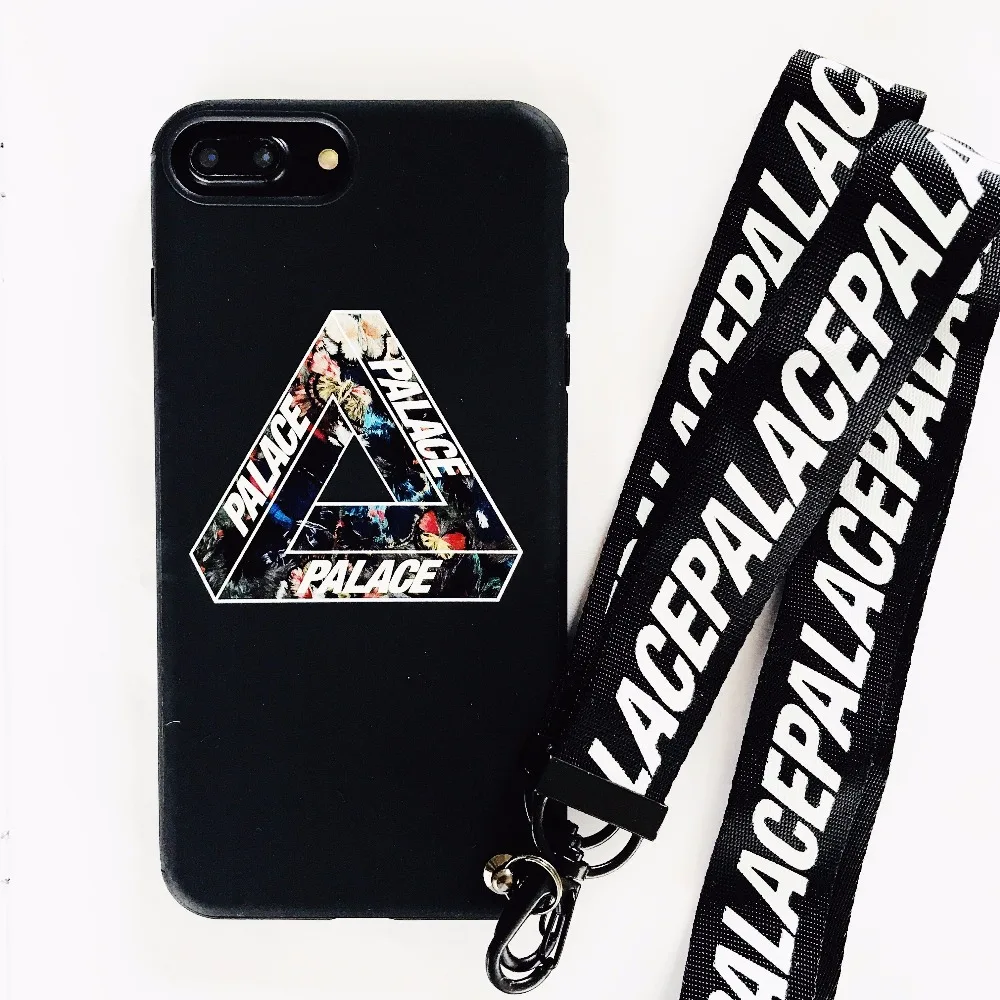 

Hot UK skateboard trend PALACE lanyard Soft silicon cover case for iphone 6 6Plus S 7 7 plus 8 8Plus X high quality cases coque