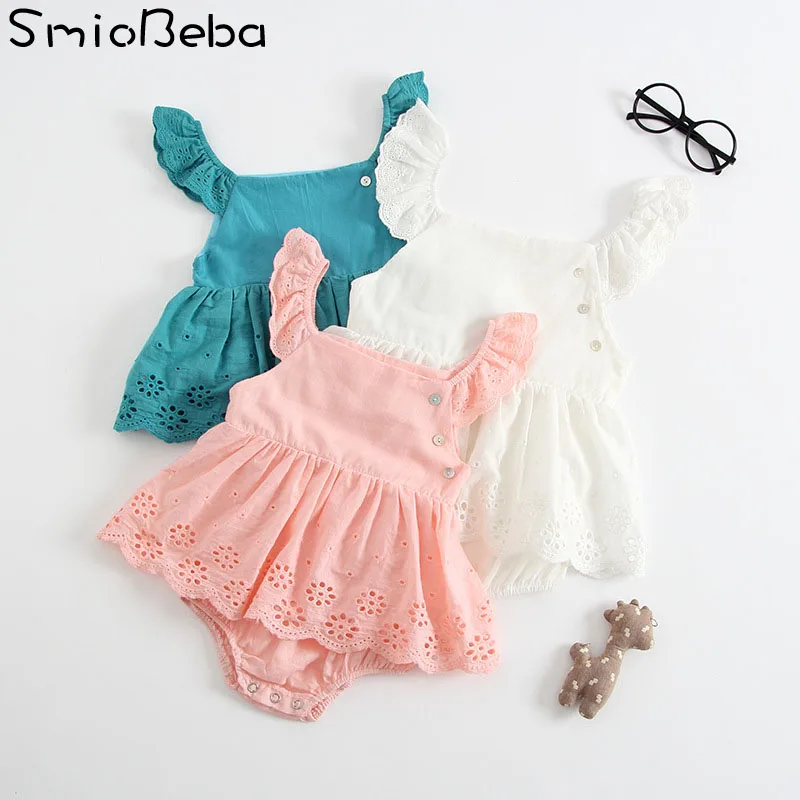 Girls Romper in Baby Girl' Rompers Kids Lace Flower Sleeve Amerian