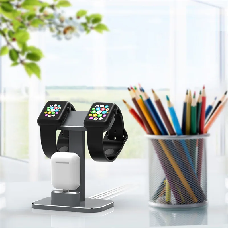 

2pcs/lot for Apple Airpods Charger Dock Station Stand Holder for Apple Watch i Watch Metal Aluminium Watch Stand 42 38 mm