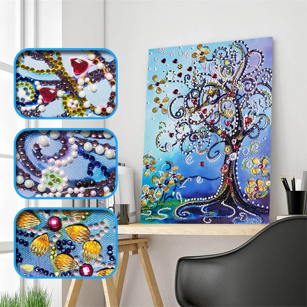 

broderie diamant DIY Full Diamond Cartoon Painting Special Diamond Shaped Rhinestone Embroidery Tree pattern diamond-painting