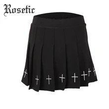 Модные плиссированные мини-юбки с завышенной талией и вышивкой в готическом стиле для девочек