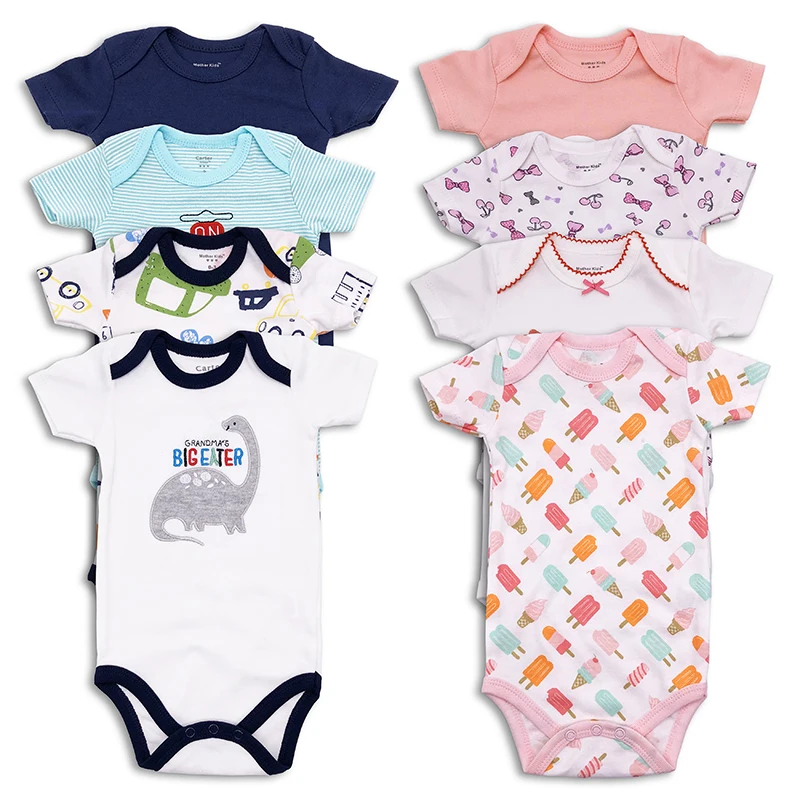 

4 pcs/lot Newborn Baby Clothing Cotton summer Short Sleeve Baby boy Girls Clothes Infant Jumpsuit Body for Babies Baby Bodysuit