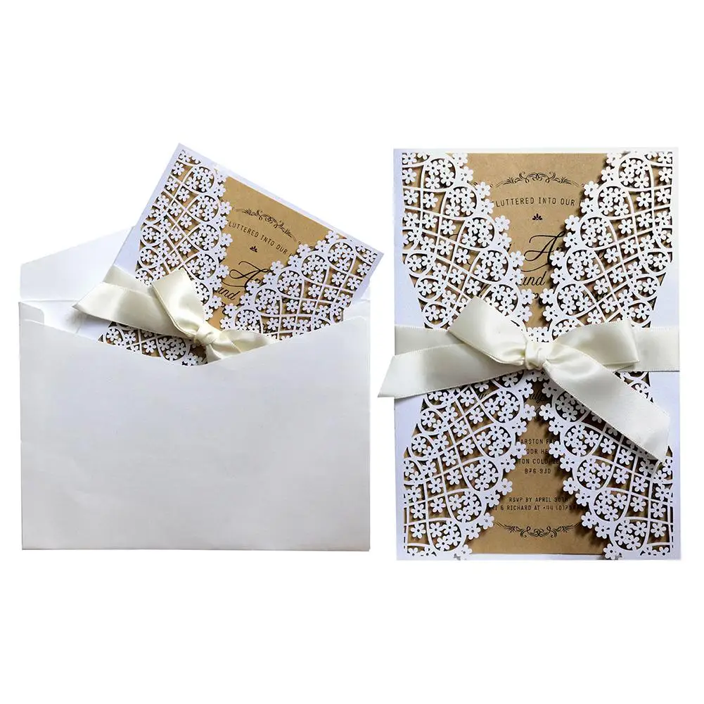 

10PCS Wedding Invitations Small Flowers Hollow Invitation Party Holiday Invitation Lace Design Adds More Elegance Beautiful