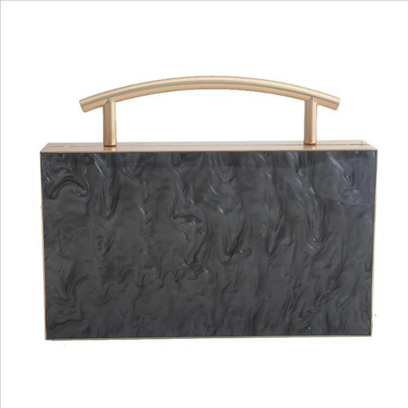 acrylic day clutch Purse women Wedding Evening bags plastic box bag girl vintage retro party handbags summer Crossbody bag - Цвет: Черный