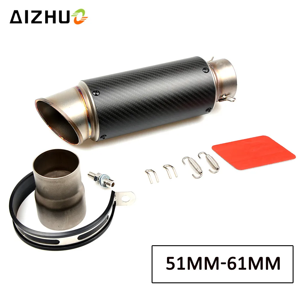 

51mm 61mm Motorcycle Universal Exhaust Muffler Pipe Escape Exhaust Carbon Fiber for honda fz8 cb500f yamaha mt07 mt09 yzf r1 r6