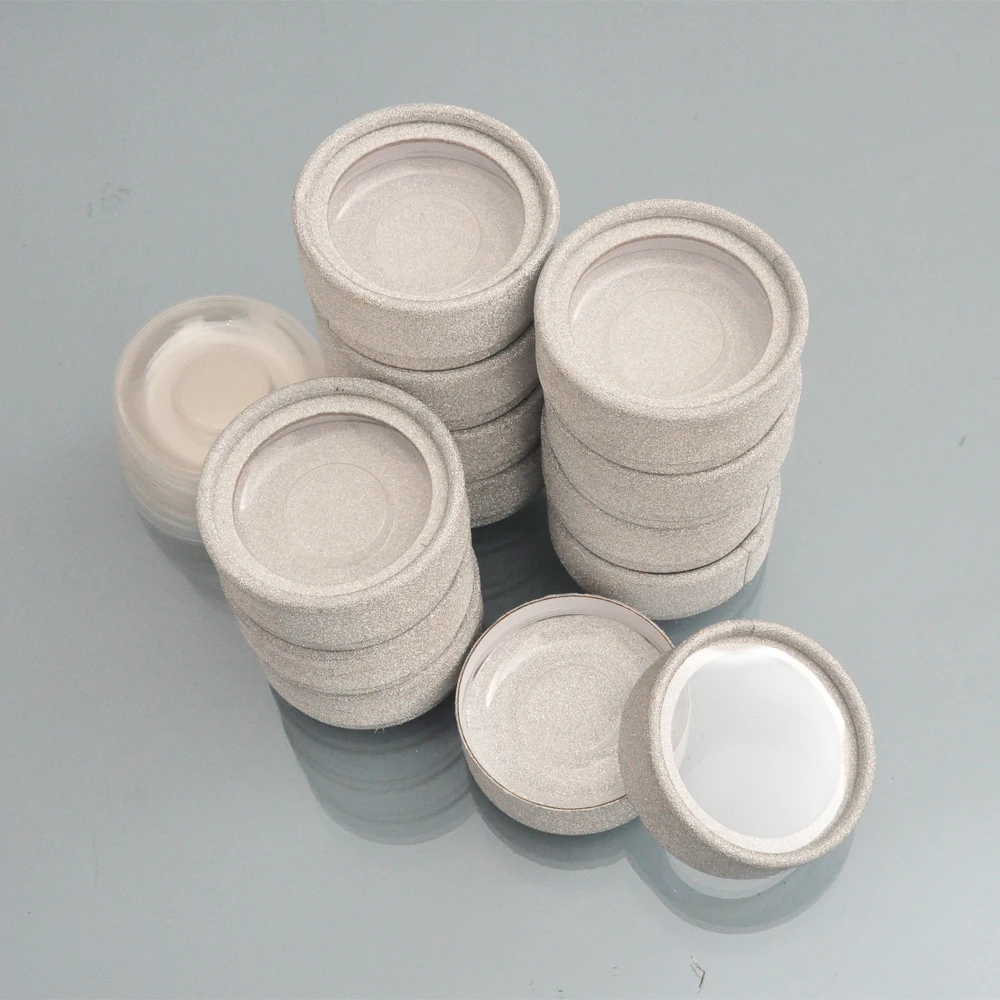 

20pcs wholesale false eyelash box packaging lash boxes custom logo fake mink lashes extension strip glitter round packing case
