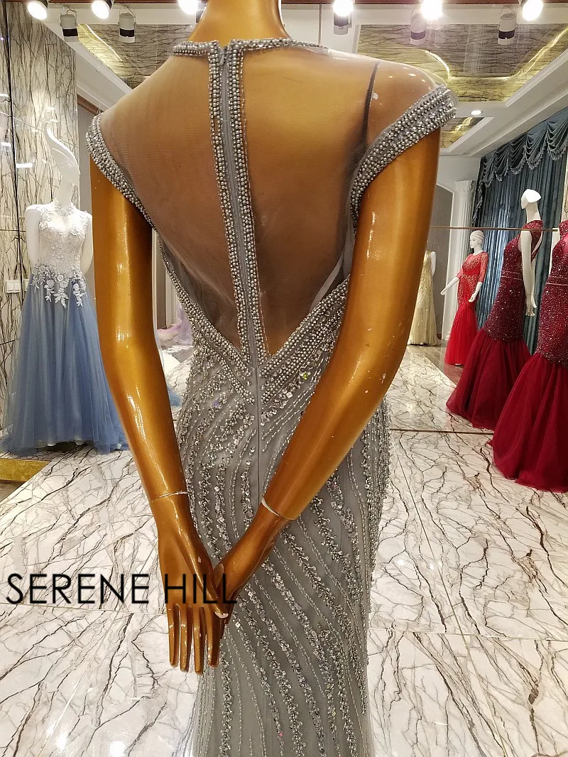 Extreme Роскошные пикантные блестящие Тюль вечернее платье с кристаллами блестками русалка элегантные вечерние платья настоящая фотография LA6114