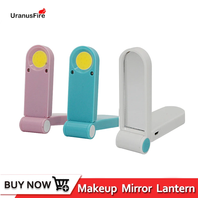 

Portable Makeup mirror Lantern COB LED mini Makeup Mirror Hand Held Fold lamp built in battery USB rechargeable lampe