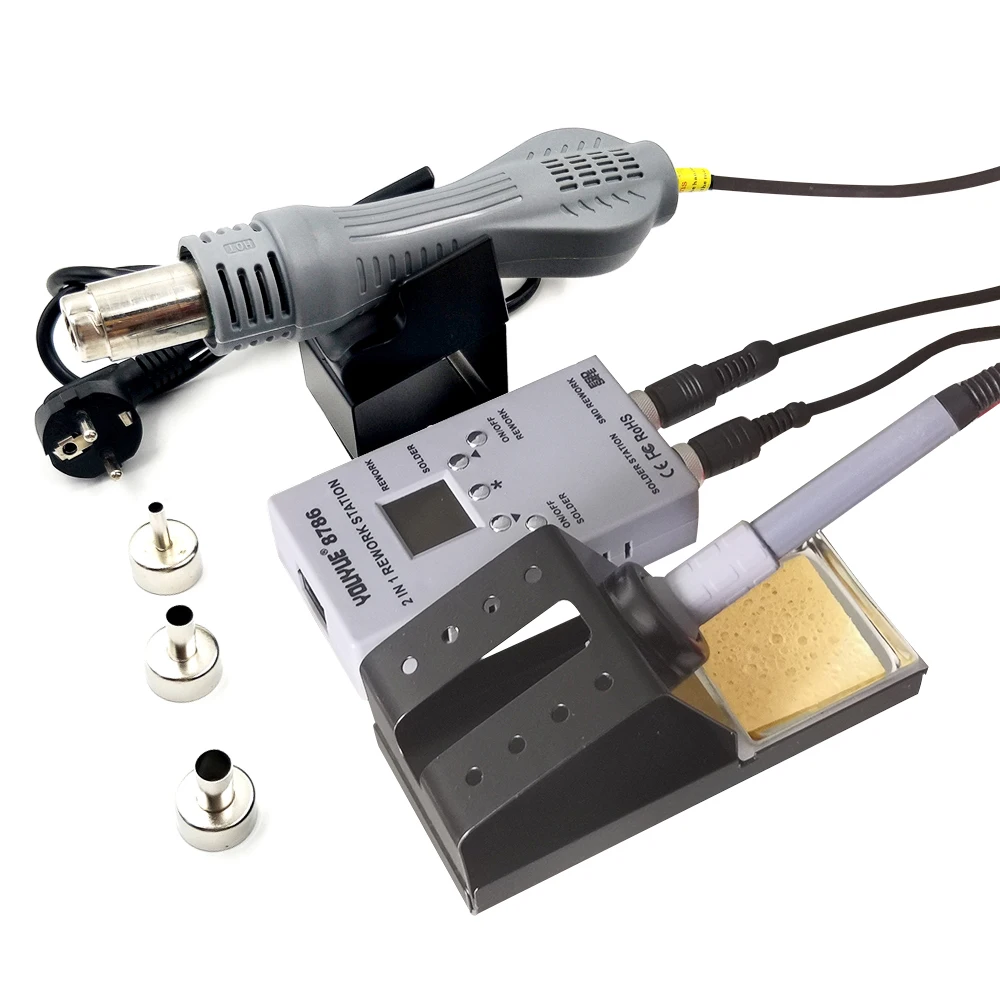 

New 2 in 1 Portable Soldering Station SMD For Hot Heat Air Gun Rework Repair Welding Station Tool Kit BGA Soldering Stations