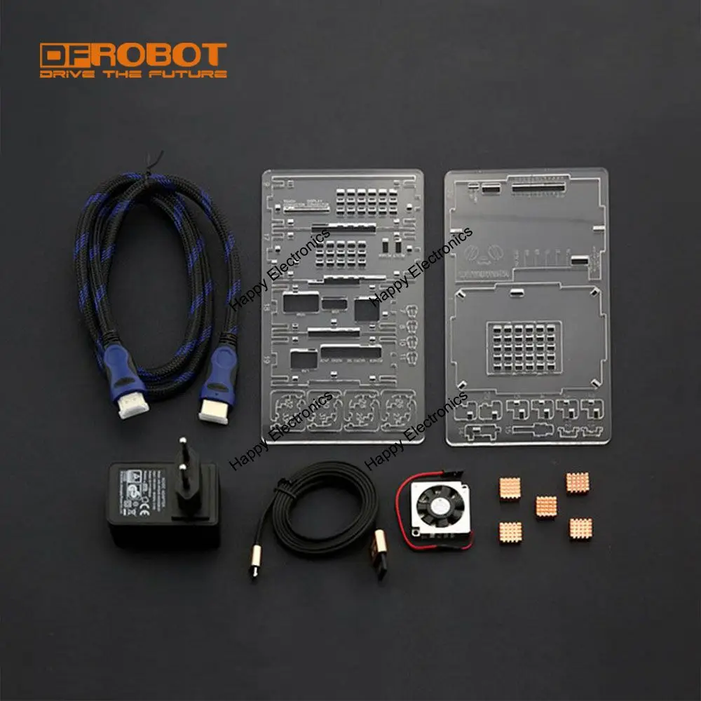 

DFRobot LattePanda Starter Kit European Power Adapter Acrylic Case HDMI Cable Cooling Fan Copper Heatsink Micro USB Cable