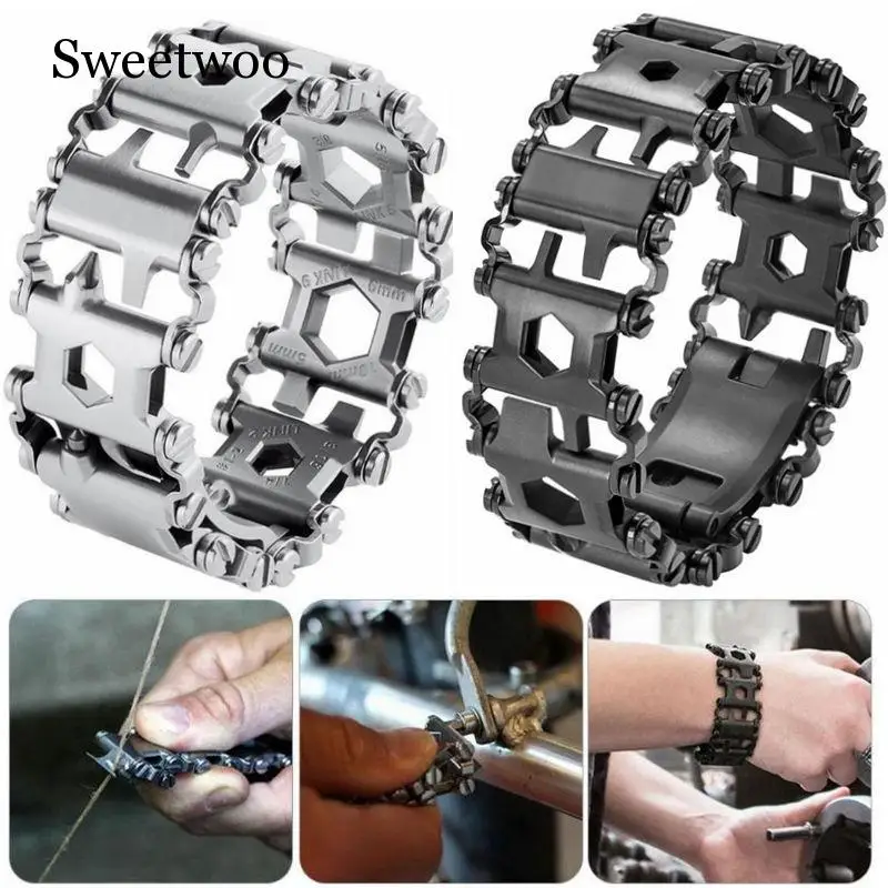 

29 In 1 Multi Tool Bracelets Multifunction Repair Bracelet Stainless Steel Screwdriver Wrench Bicycle Camping Emergency Kit