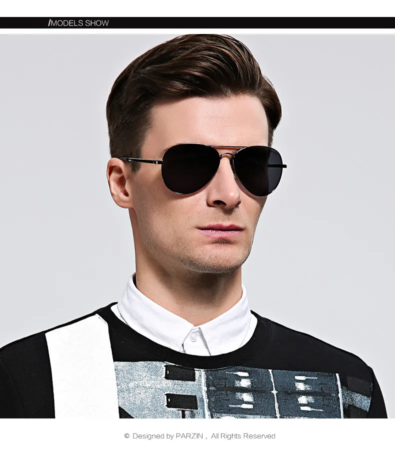 PARZIN мужские солнцезащитные очки поляризационные красочные негабаритные мужские солнцезащитные очки очки для вождения с чехлом Черный 8023