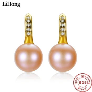 

Fashion Jewelry 925 Sterling Silver Earrings Natural Pearl Pearl Stud Earrings 18K Real Gold Earrings Women Wedding Gifts