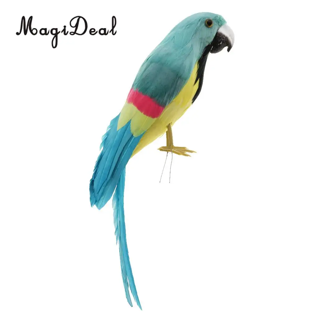 12'' / 30cm Decorative Feather Parrot Model Artificial Bird Statue Macaw Figurine Fancy Dress Props Garden Lwan Tree Decor