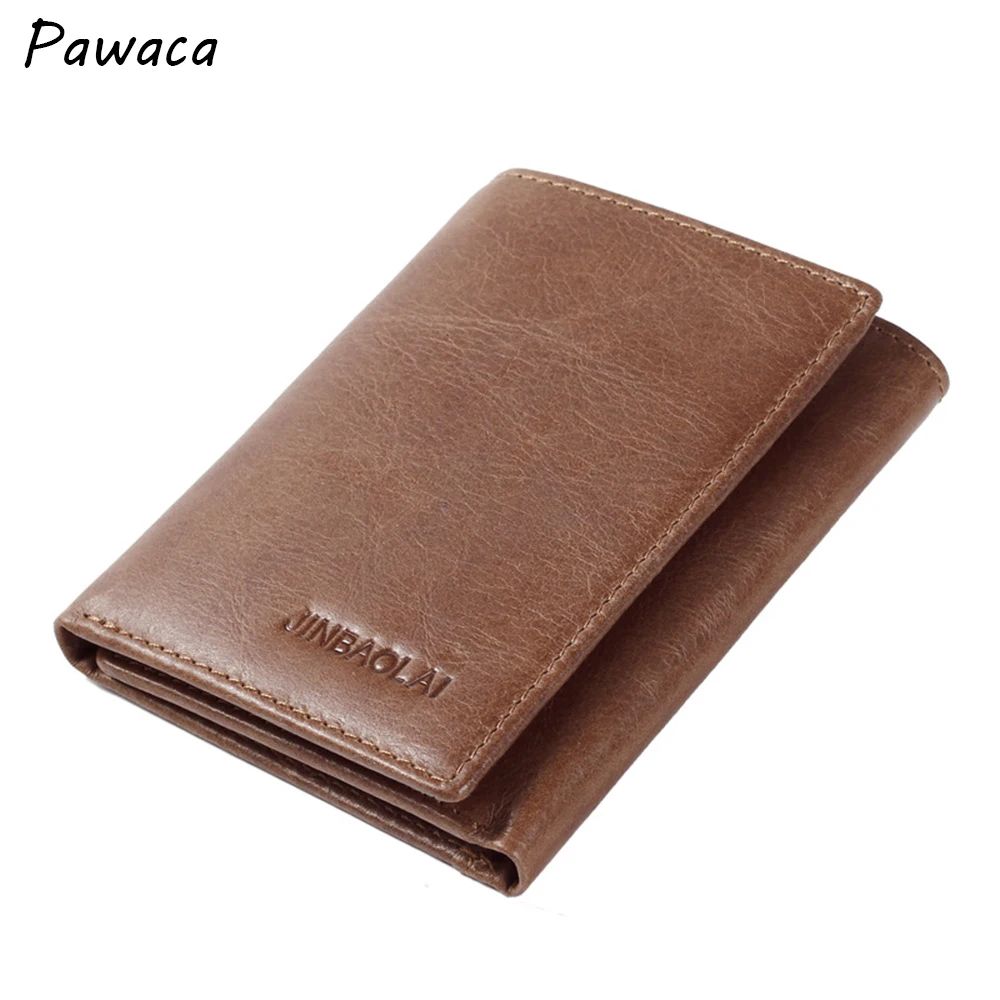 

2018 Hot Sale Leather Genuine Three Fold Hasp Wallet with Photo Holders Male Brand Purse Small Short Wallet Card Holder Wallets