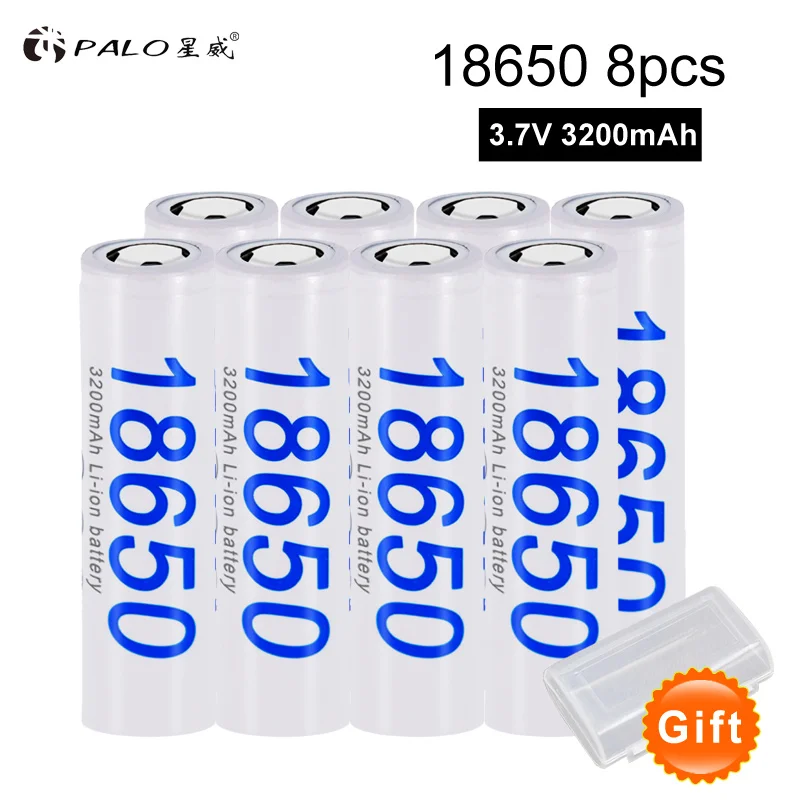 Palo 18650 литиевая аккумуляторная батарея 3200mAh 3-24pcs Оригинальные Литий-ионные батареи для Panasonic фонарик электронные сигареты - Цвет: 8 pcs