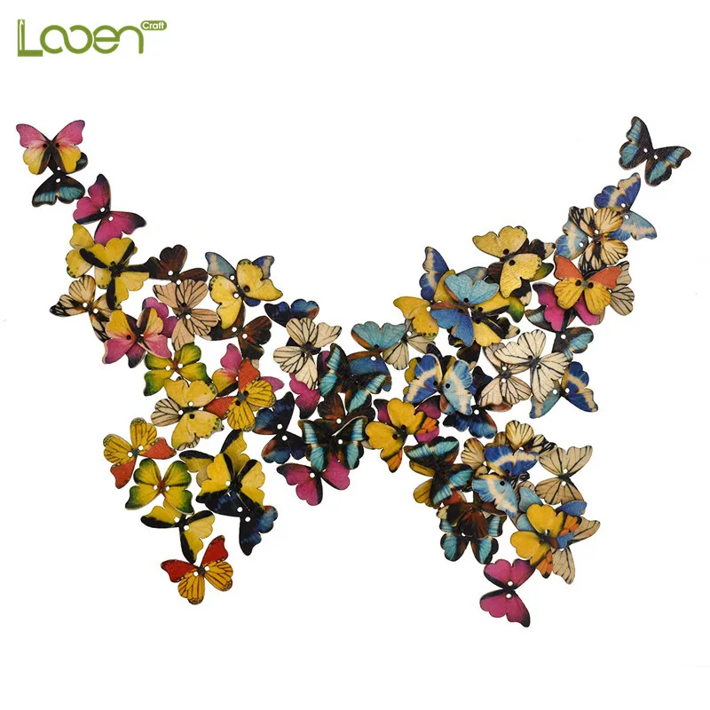 

100Pcs Bulk Sewing Wooden Buttons 2 Holes Butterfly Shaped Buttons For Children Clothes Decorative Button Scrapbooking Accessory