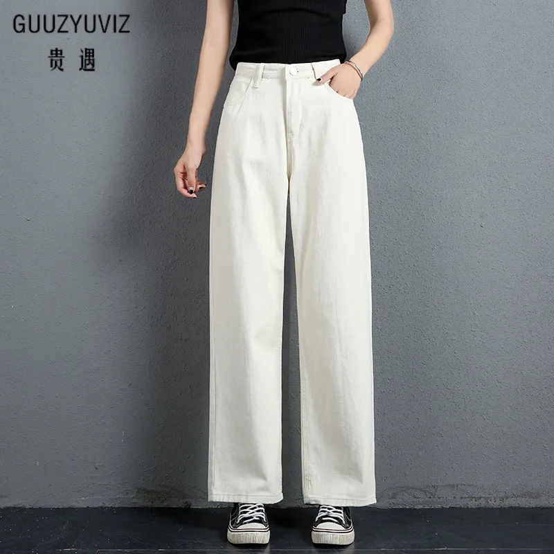 

GUUZYUVIZ Vintage Jeans Woman Plus Size Denim Pants Jeans Women High Waist Jeans Casual Loose Trousers Ladies Jean