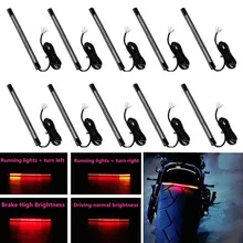 10pcs Universal Flexible Motorcycle Light Strip 8 Soft 48 LED Tail Brake Stop Turn Lamp Motorcycle Accessories